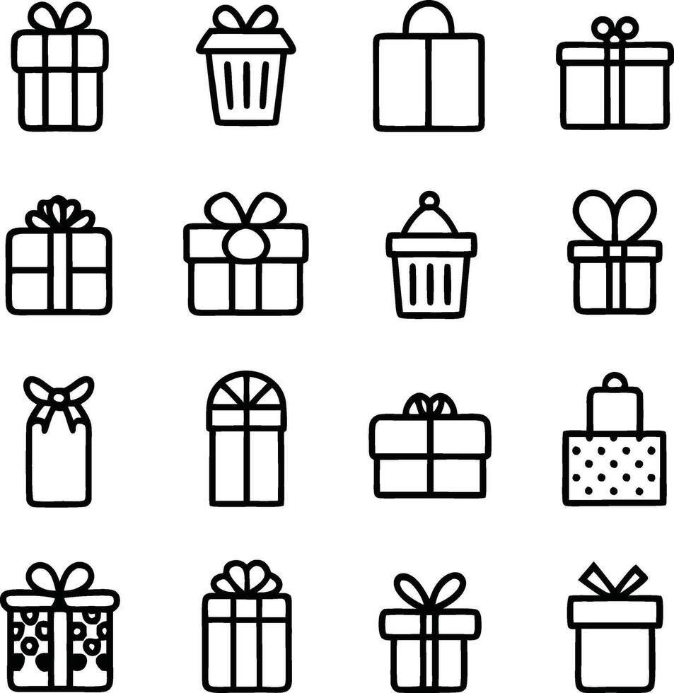 gift box icons set silhouette vector