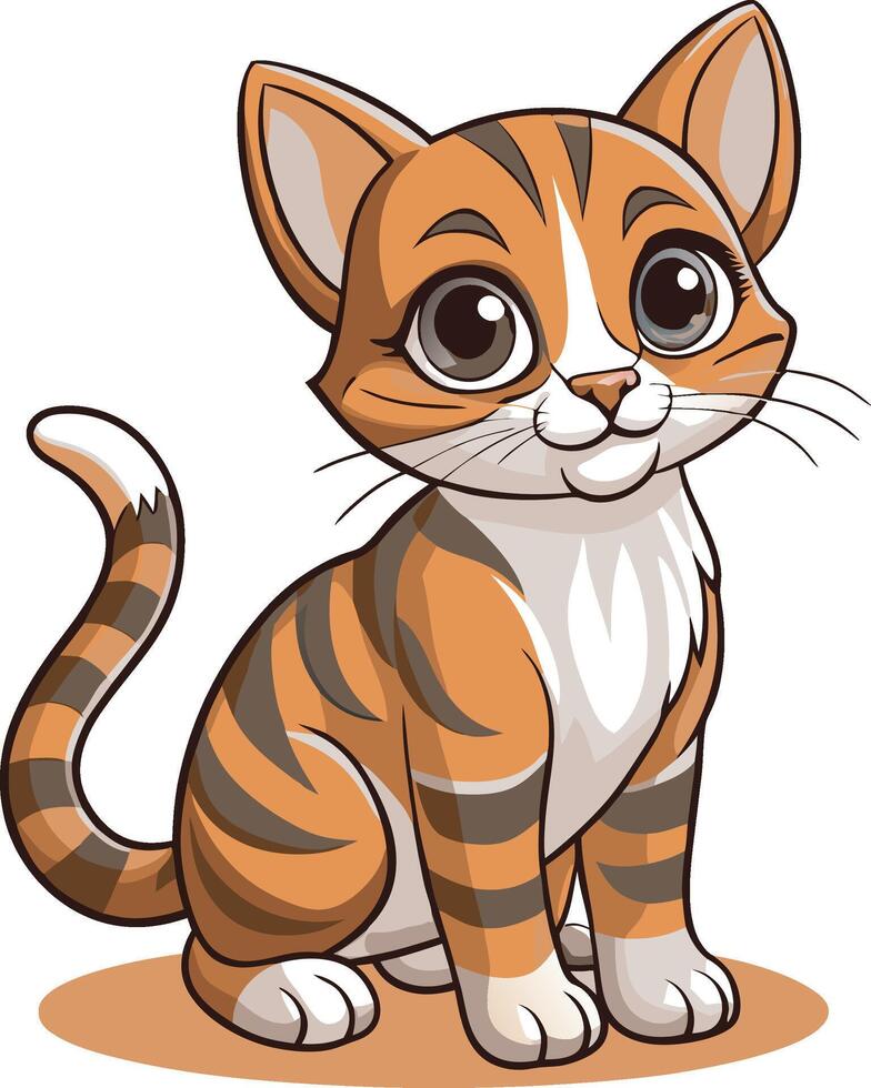 Playful Cartoon Tabby Cat Design vector