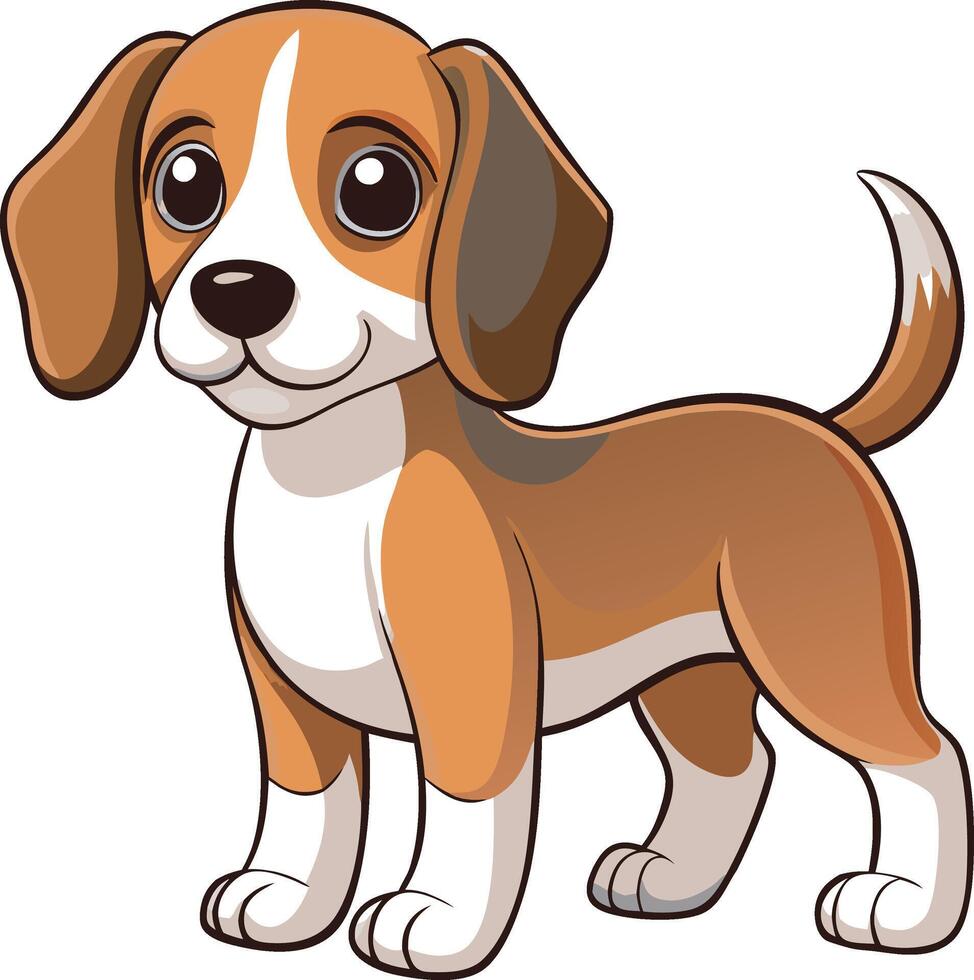 Happy and Playful Beagle Dog Cartoon vector