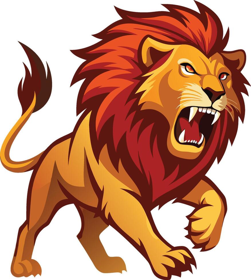 Roaring Lion Silhouette with Intense Expression vector