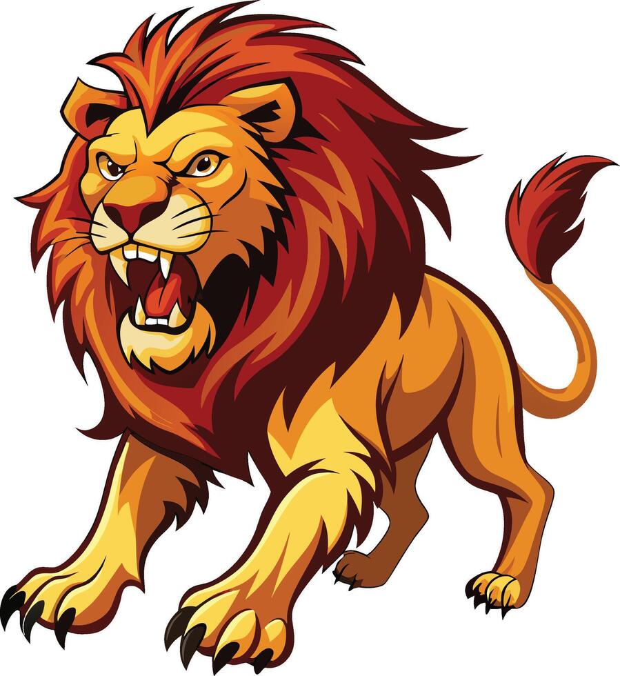Fierce Roaring Lion Black and White Silhouette vector