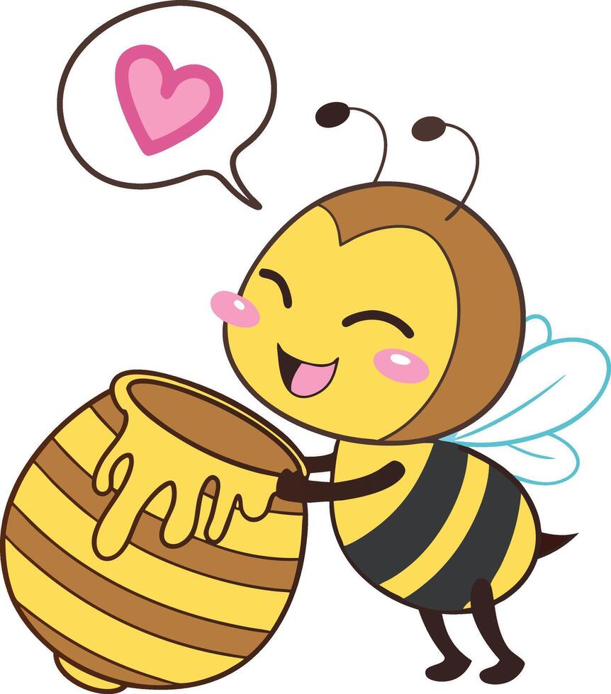 Playful Bee with a Barrel of Honey vector