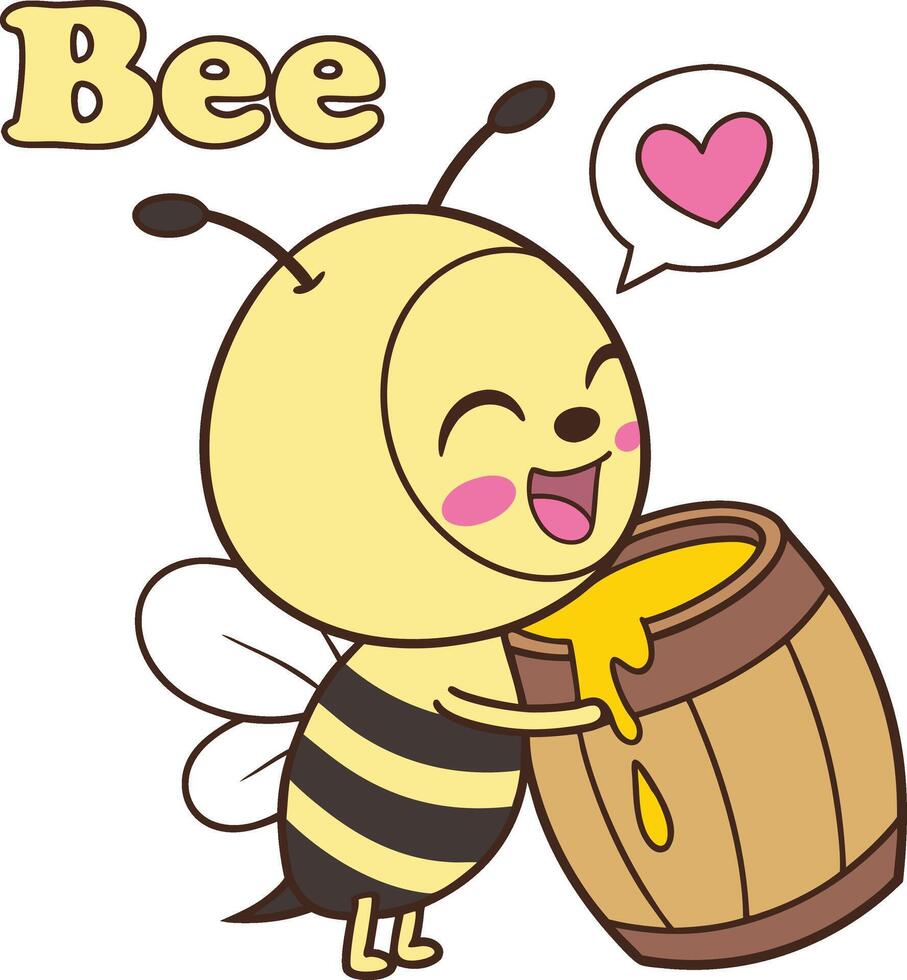 Cartoon Bee and Sweet Honey vector