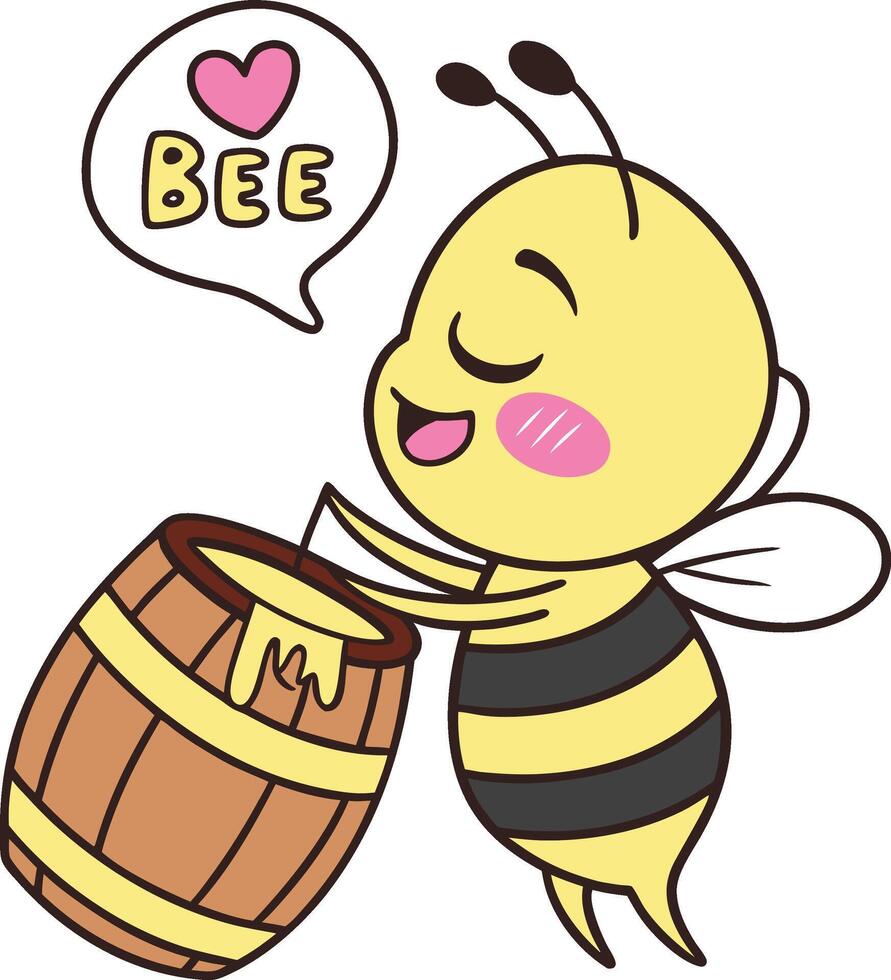 Smiling Bee and Honey Container vector