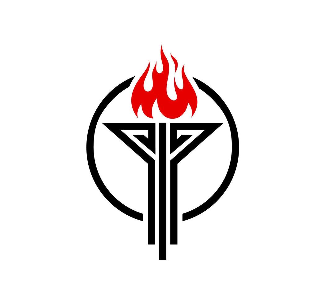 Torch flame icon, victory and freedom, liberty vector