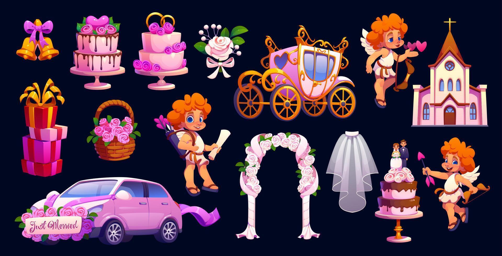 Wedding marriage and Valentine day love characters vector