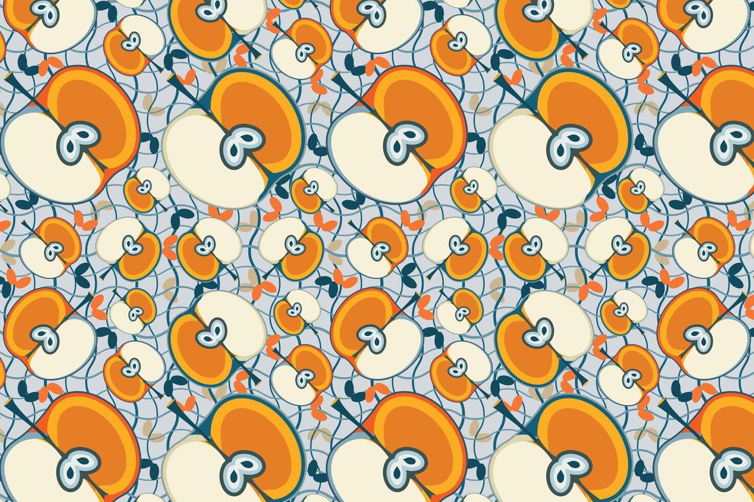Apple illustration abstract style design seamless repeat pattern vector