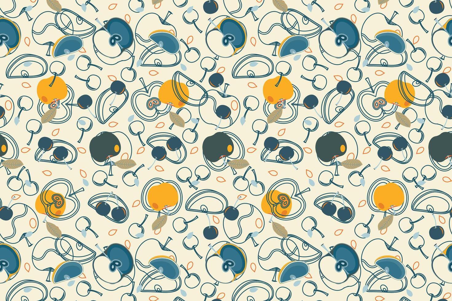 Apple fruit with cherry abstract seamless repeat pattern vector