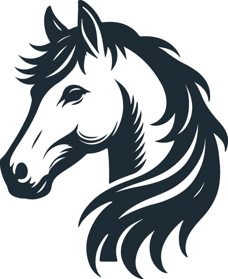 Horse Head Silhouette Artwork on White Backdrop vector