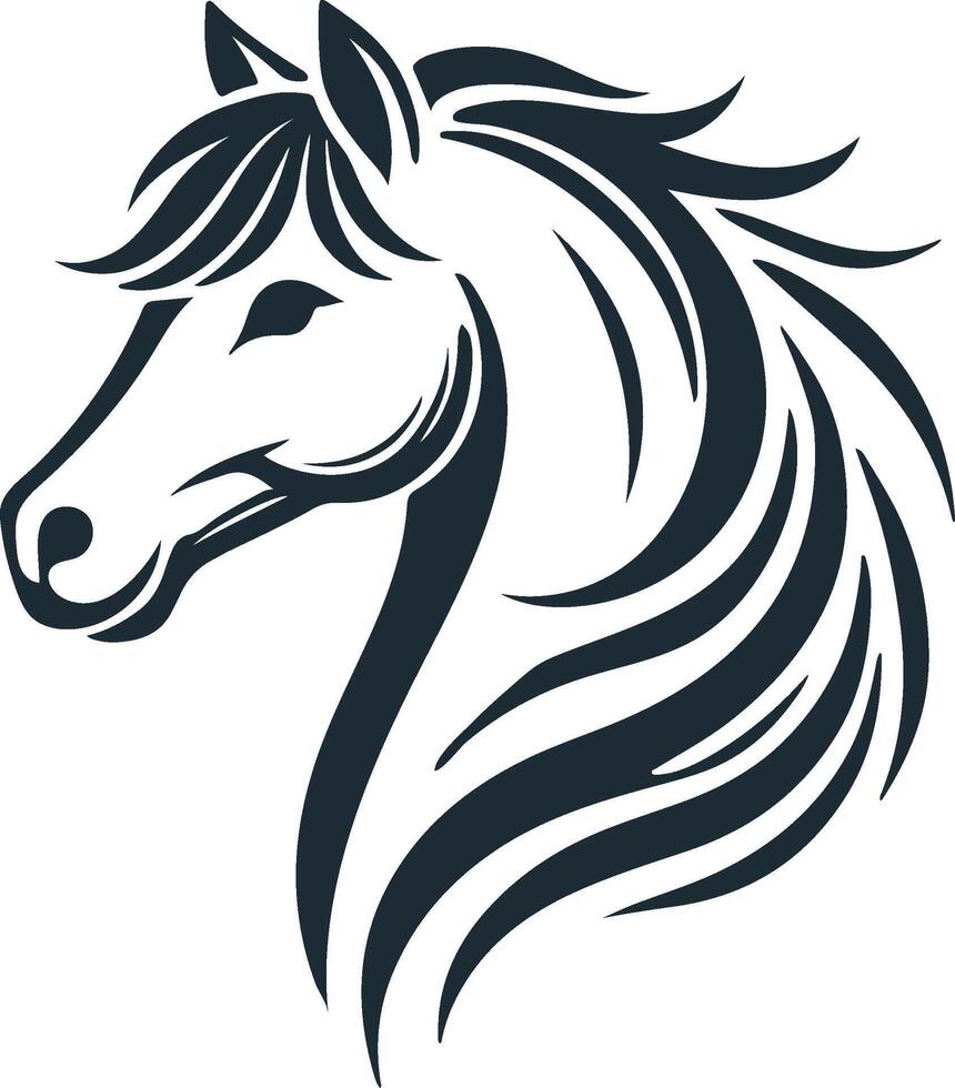 Horse Head Silhouette Outline on White Background vector
