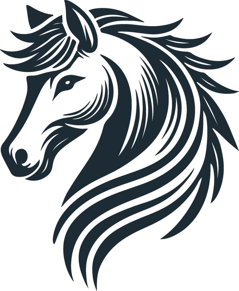 Elegant Horse Head Silhouette Art on White Background vector
