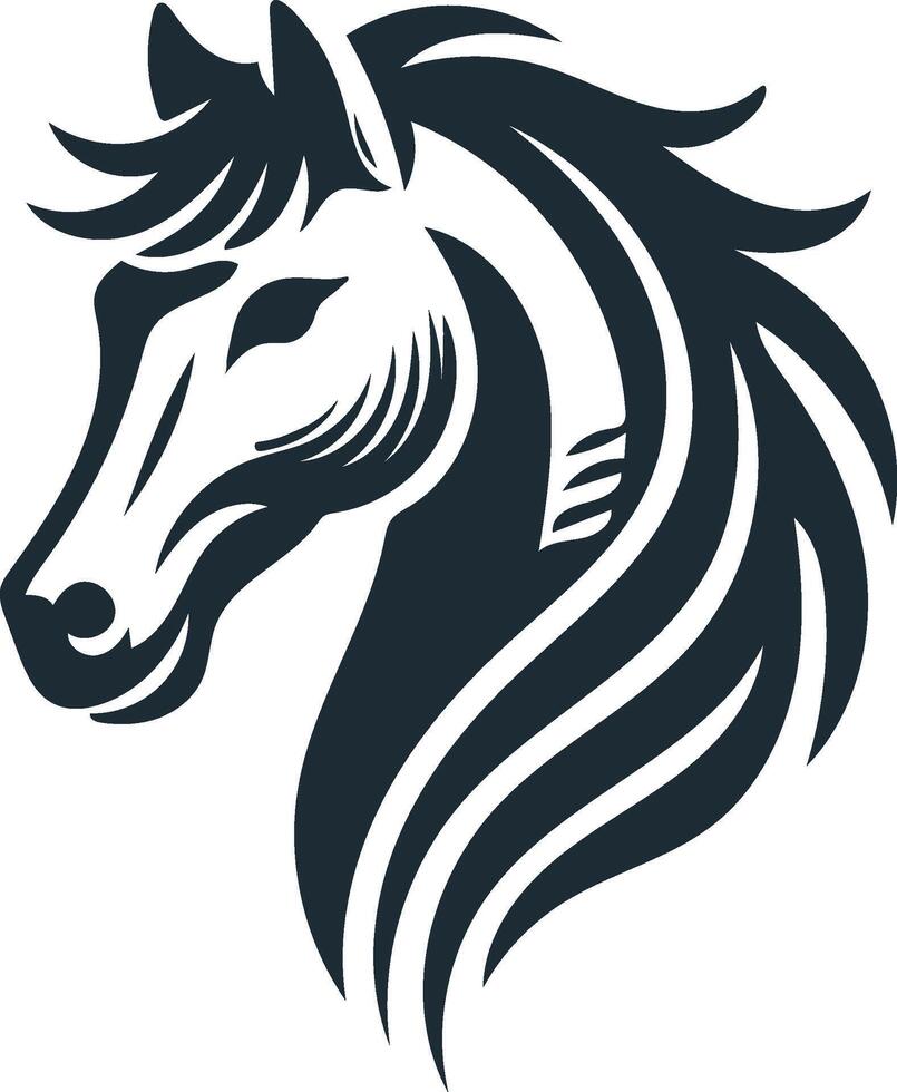 Horse Head Silhouette on Plain White Background Background EPS 10 vector