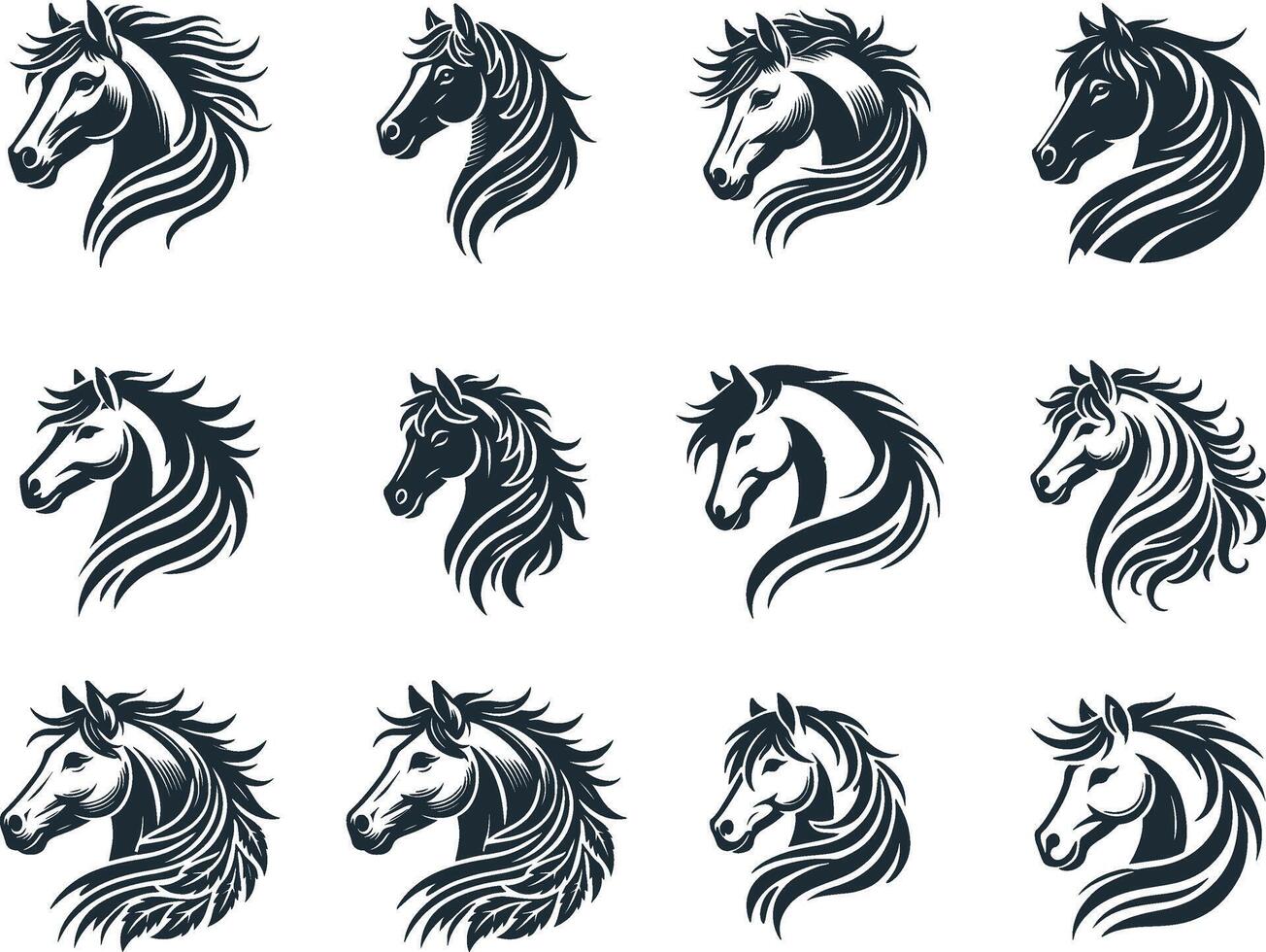 Horse Head Silhouette Design Set on White EPS 10 vector
