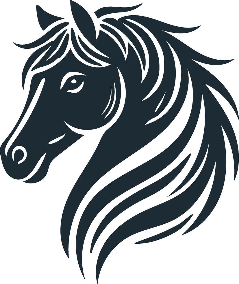 Horse Head Silhouette Profile on White Background vector