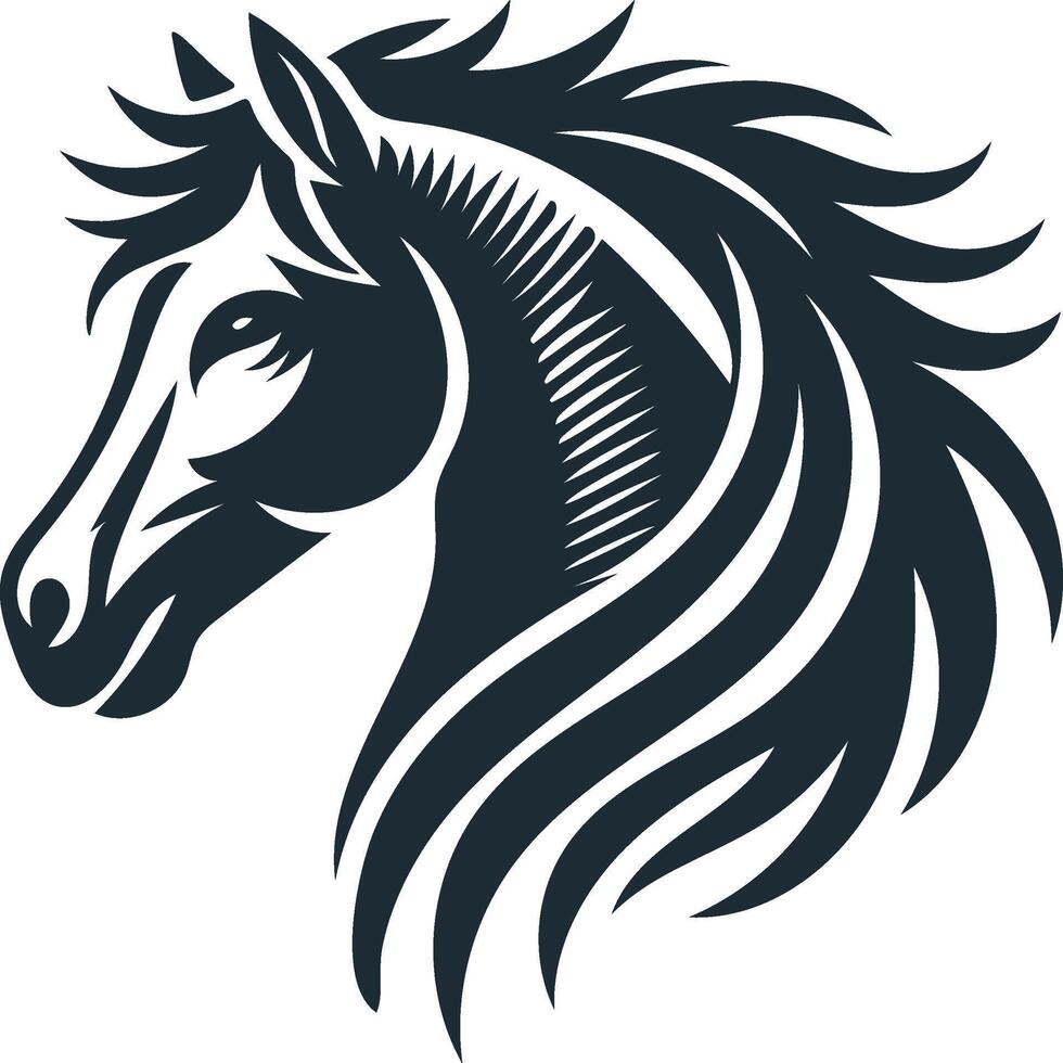 White Backdrop Horse Head Silhouette Art vector