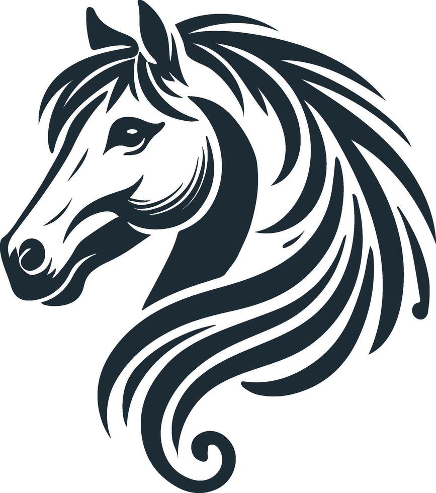 Equestrian Horse Head Silhouette on White Canvas vector