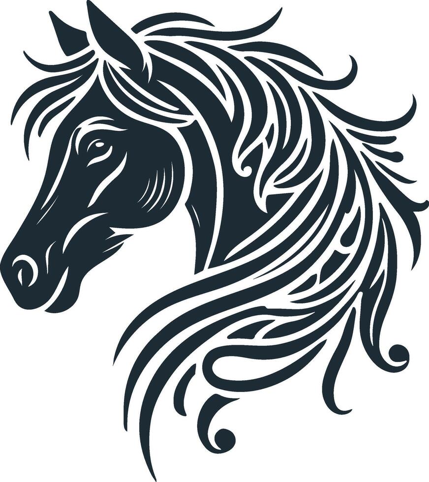 Stylish Horse Head Silhouette Graphic Design File vector