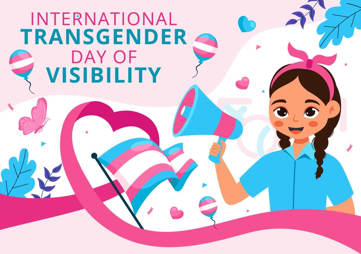 Flat Illustration of Transgender Visibility Day on March 31 with Pride Elements vector