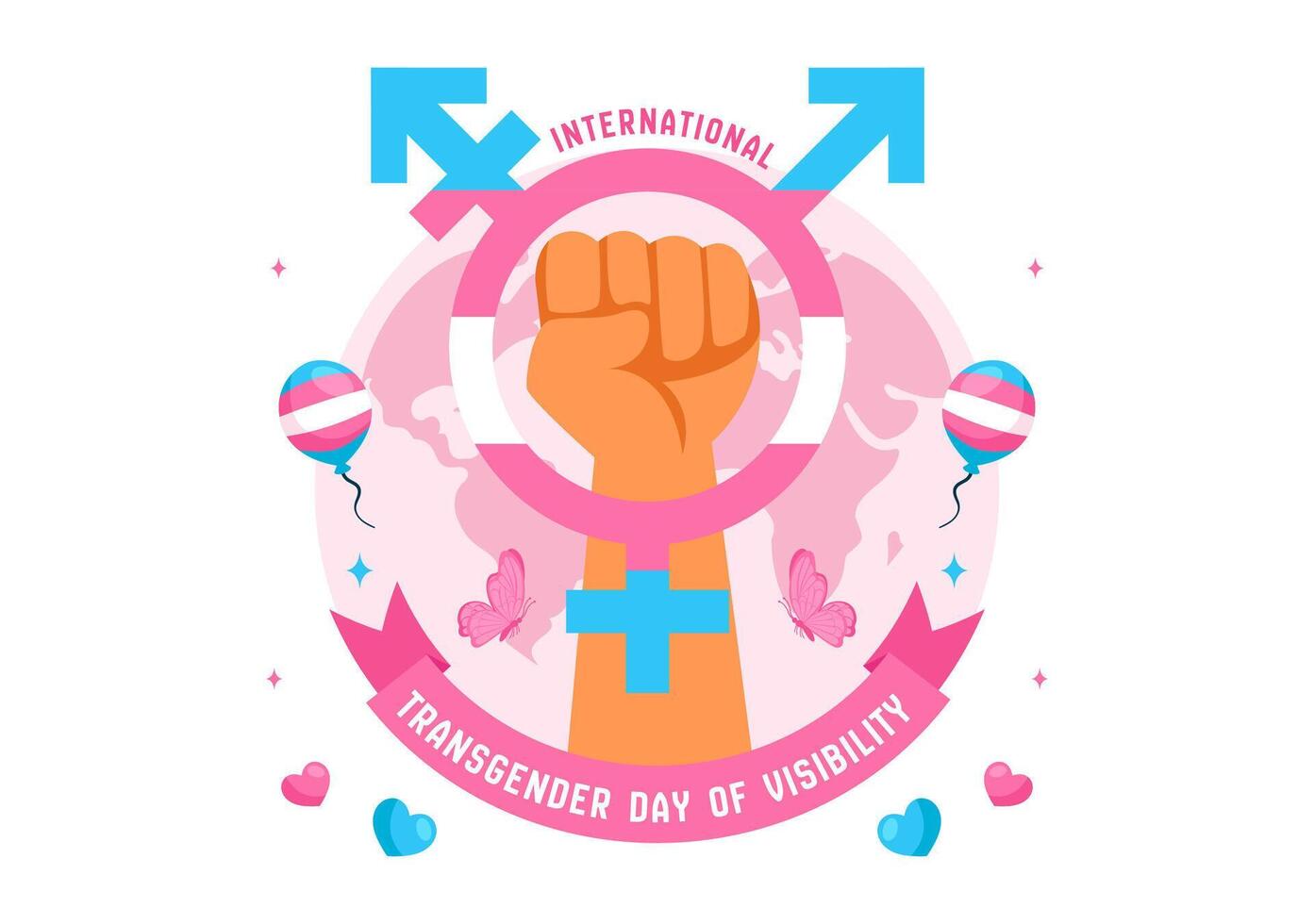Illustration of Transgender Visibility Day Featuring Pride Flags and Celebratory Style vector