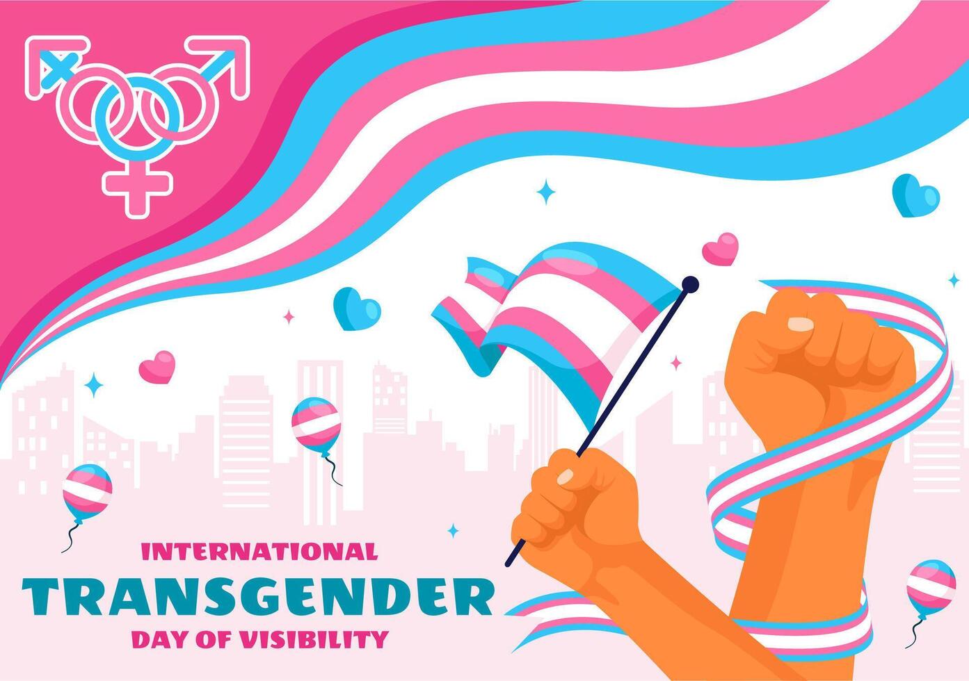 Flat Style for International Transgender Visibility Day Featuring Pride Flags vector