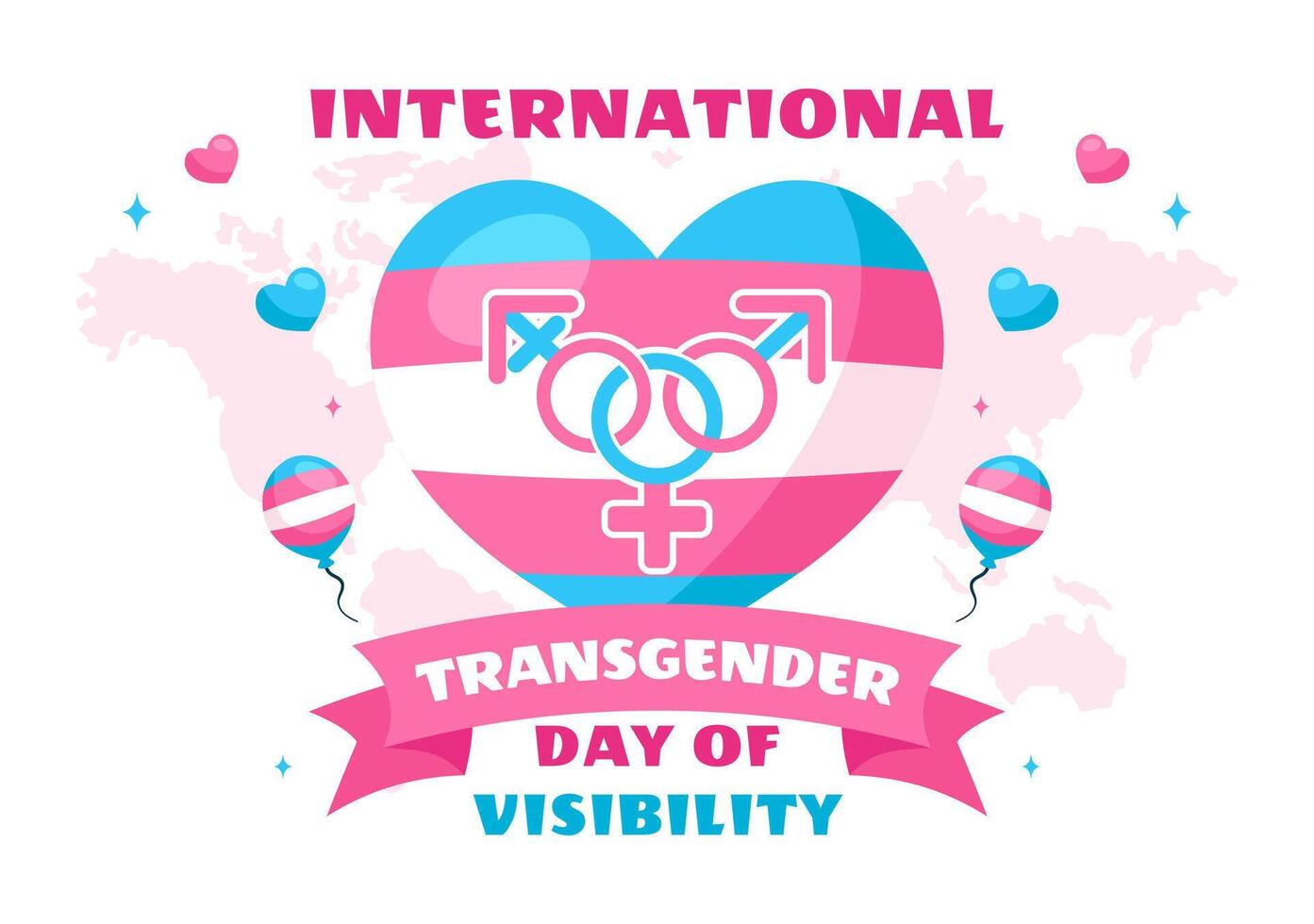 Celebrating Transgender Day of Visibility with Pride Symbols in a Flat Background vector