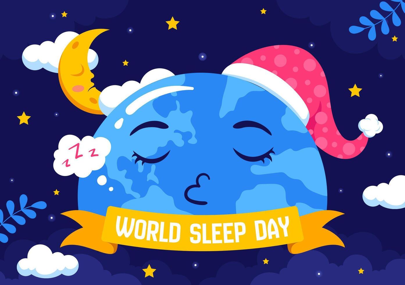 Dreamy Art for World Sleep Day Featuring Sleeping Figures and a Starry Night Sky vector