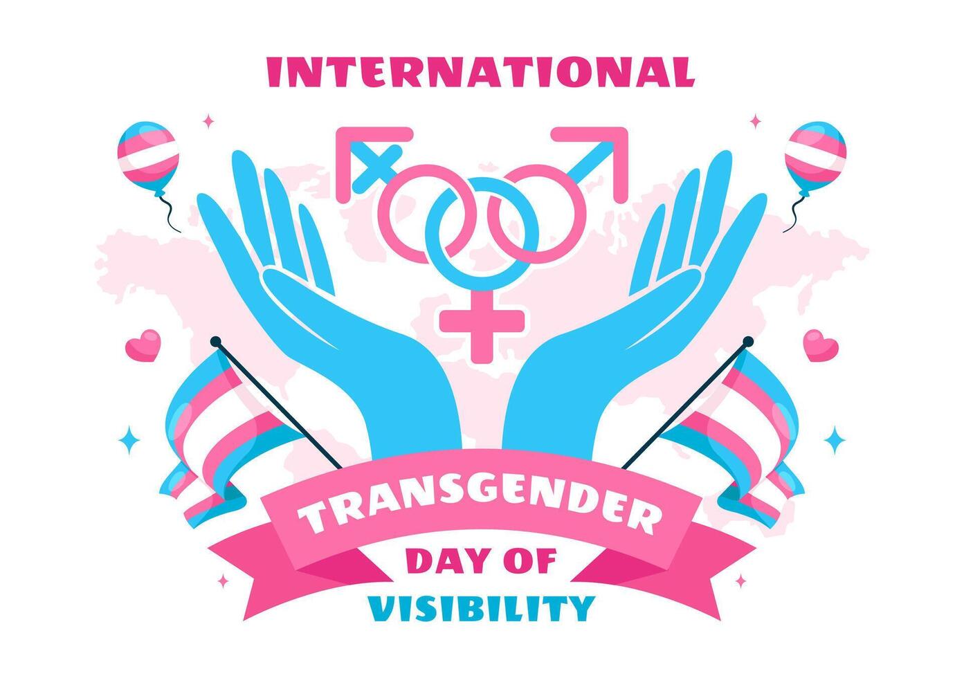 Design for International Transgender Visibility Day on March 31 with Pride Flags vector