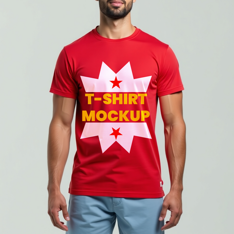 Casual red color apparel t shirt mockup perfect for clothing designers and mockup projects psd