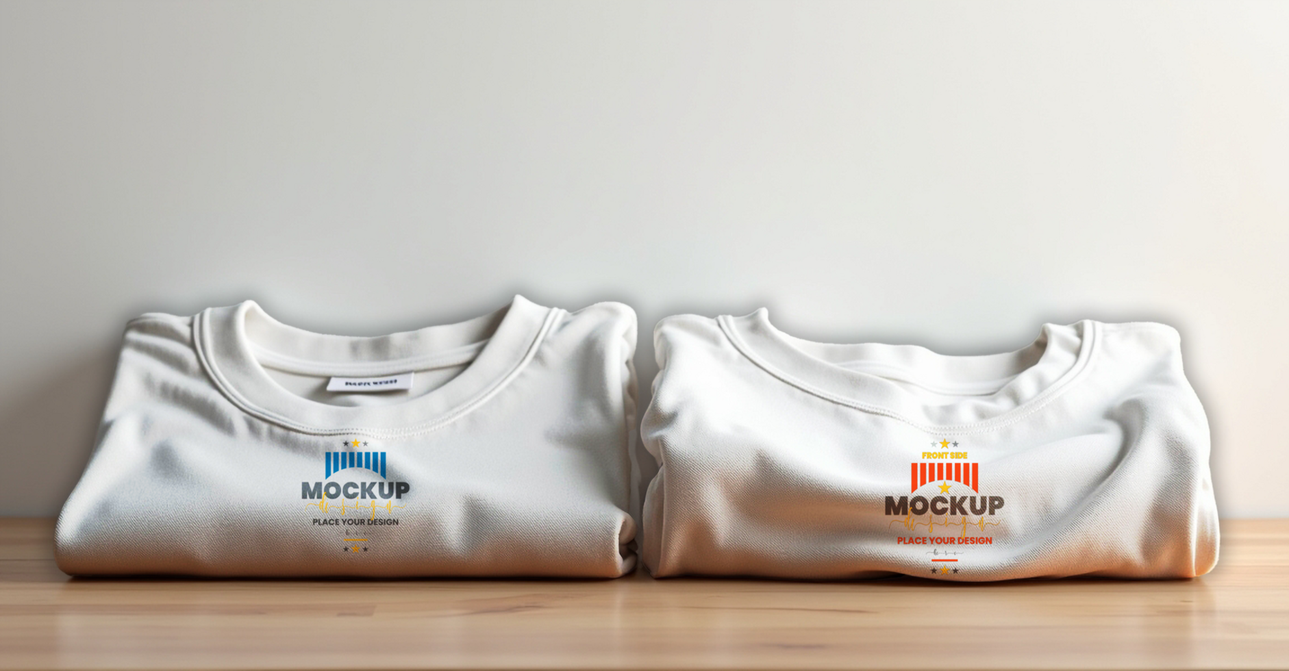 Casual folded clothing mockup featuring folded t shirt template for tshirt mockup design psd
