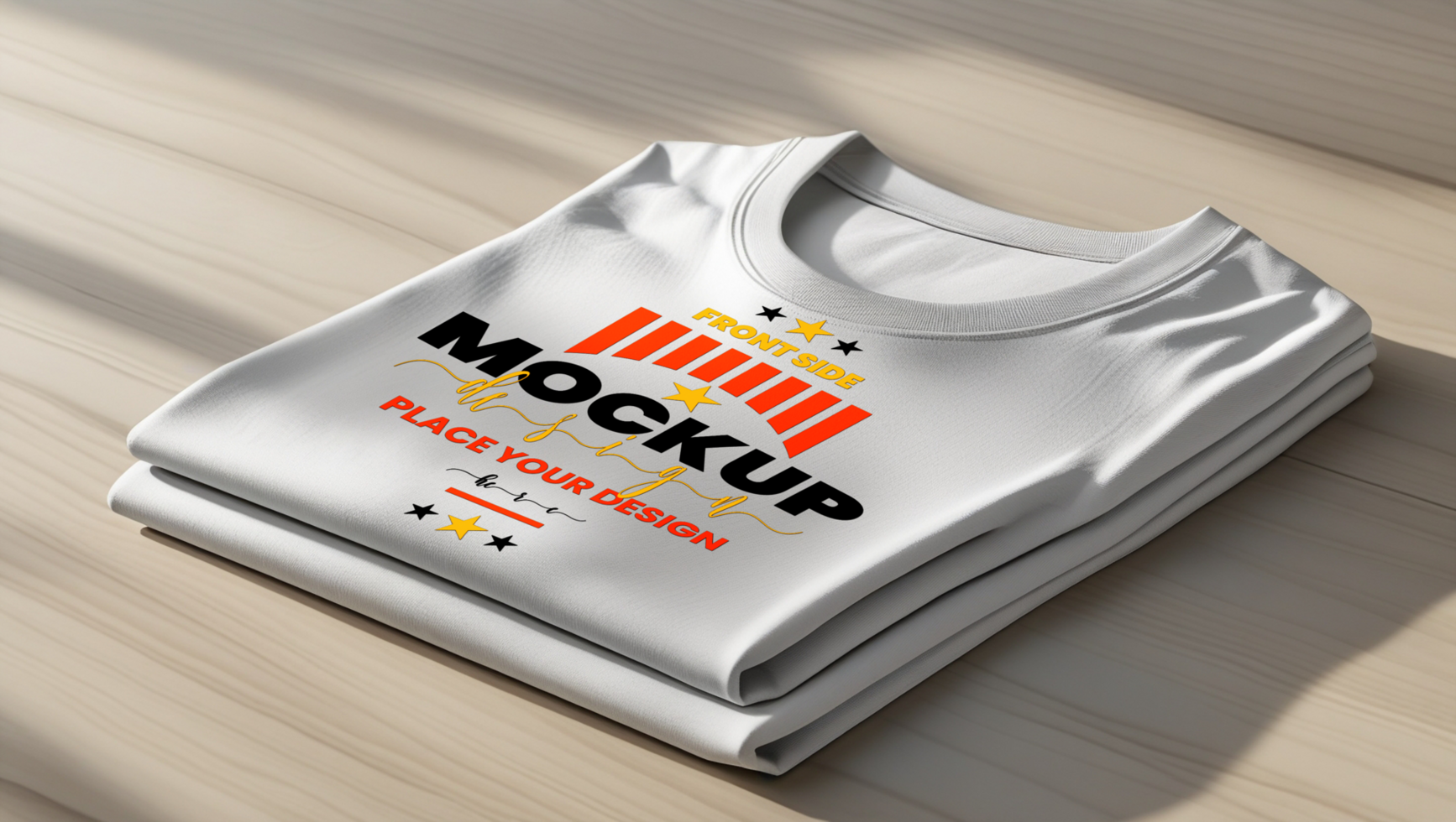 Minimal two folded white t shirts mockup template for showcasing apparel mockup presentations psd