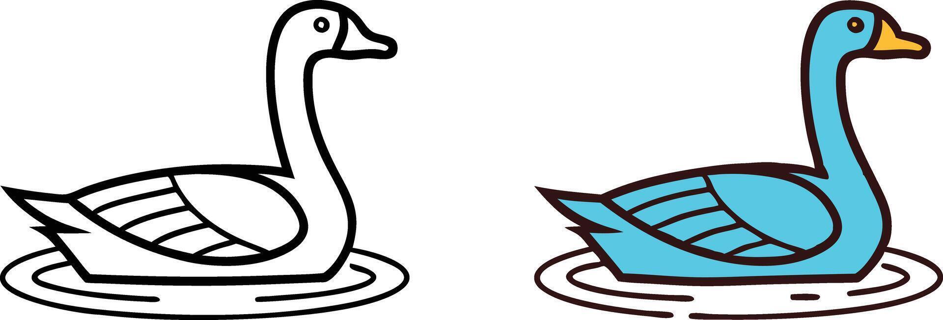 Swan Illustrations Line Art, Colored Bird, Waterfowl Designs vector