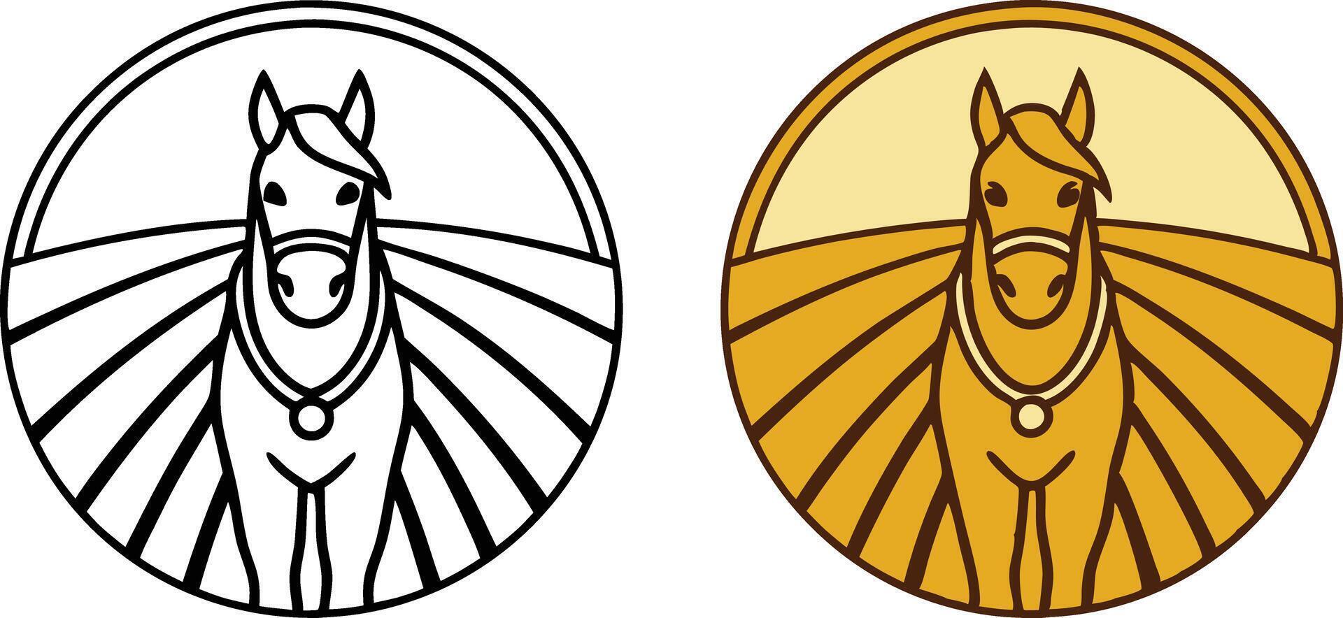 Horse Farm Logo Design Black and Gold Equestrian Badge vector