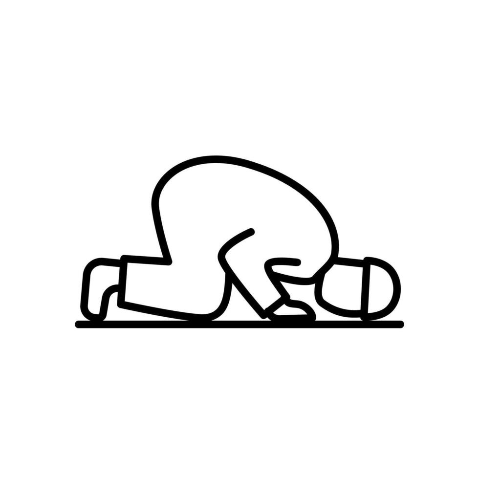 Icon of a Muslim prostrating himself during prayer vector