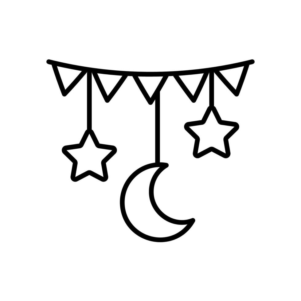 Decoration icon for ramadan and eid celebrations with moon and stars vector