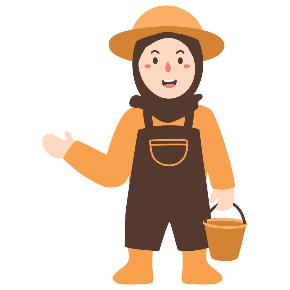 Happy Kids Harvesting Fruits and Vegetables. Farming Children vector