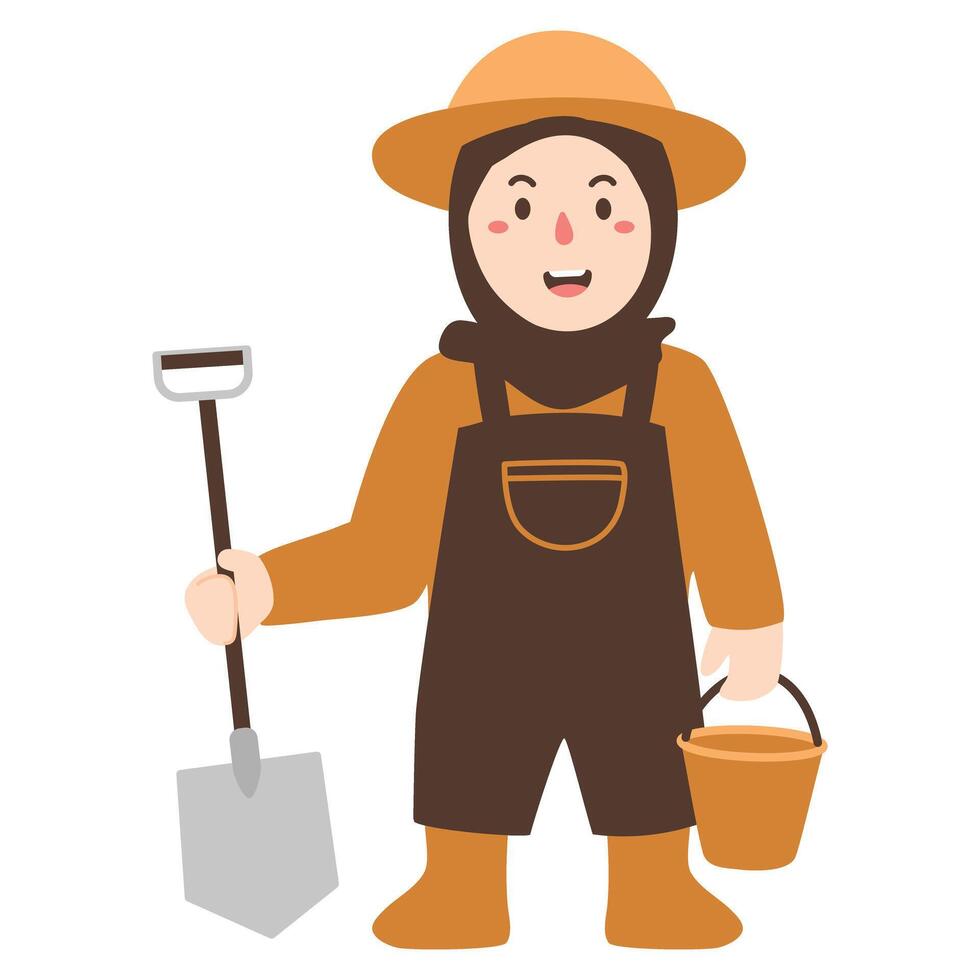 happy kids With a Shovel vector