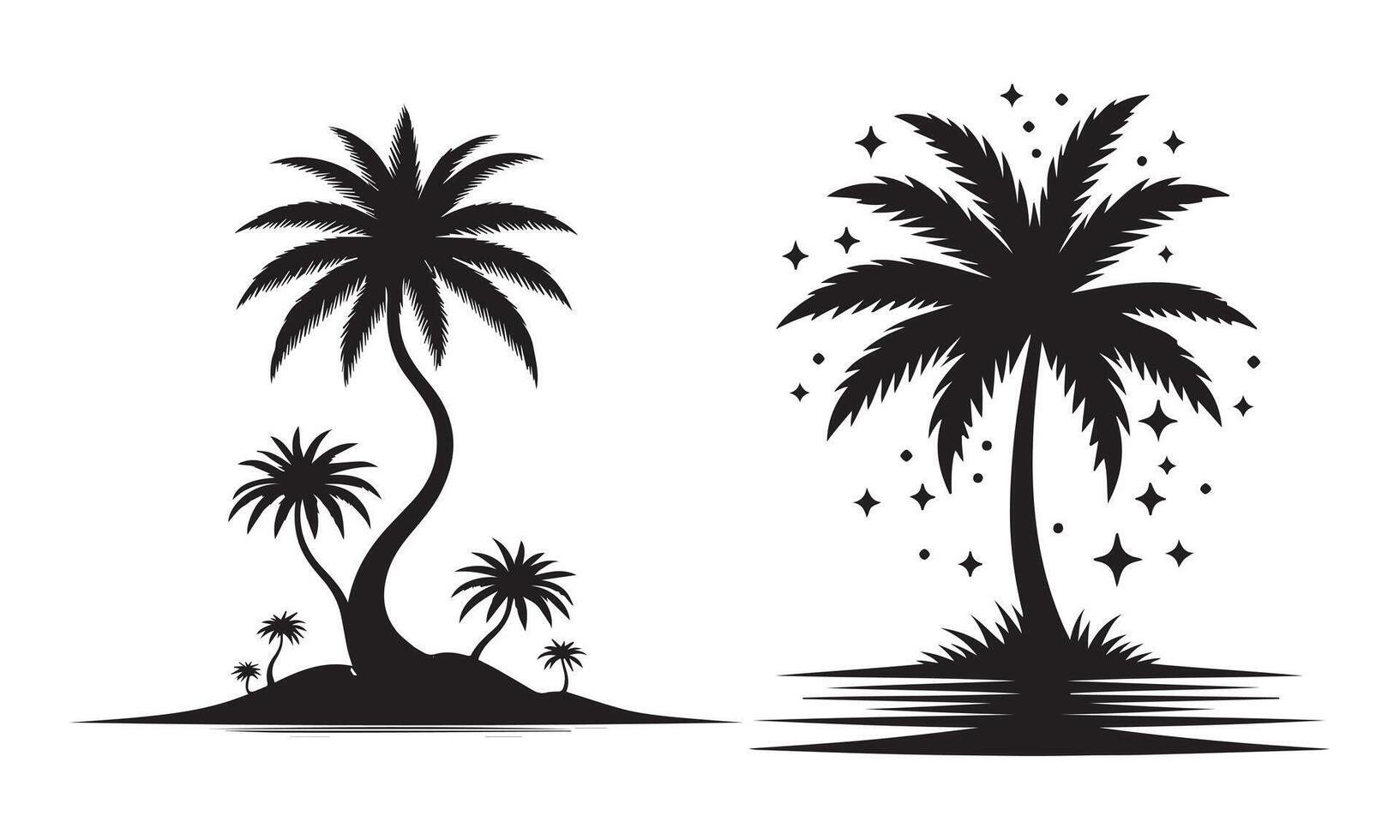 Silhouette of Palm Trees - Tropical Nature Scene with Black Palm Tree vector