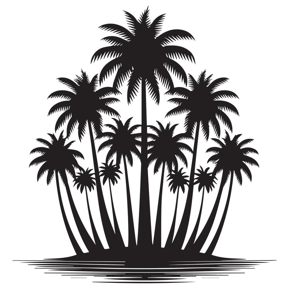 Silhouette of Palm Trees - Tropical Nature Scene with Black Palm Tree Design vector