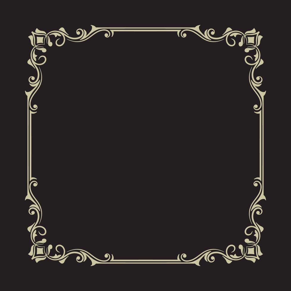 Square ornamental frame on black background vector
