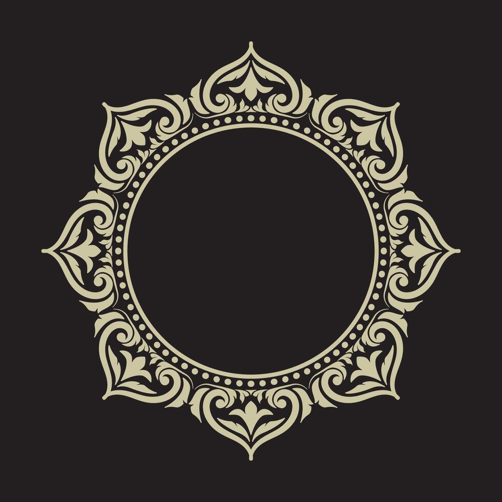 Elegant simple logo border ornament on black background vector