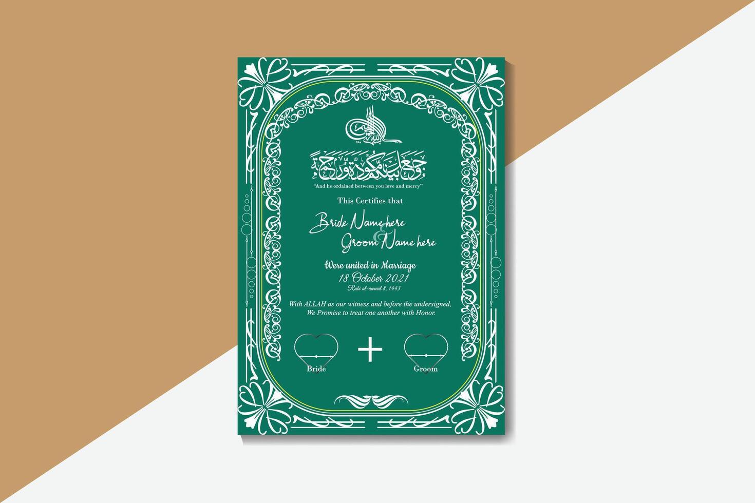 Luxury Nikkah Certificate design vector