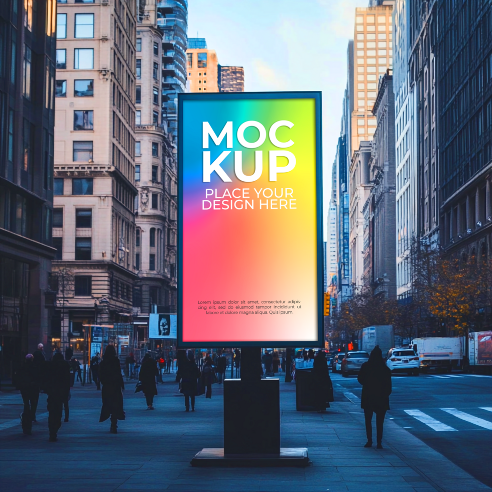 Realistic blank billboard design in a modern cityscape psd