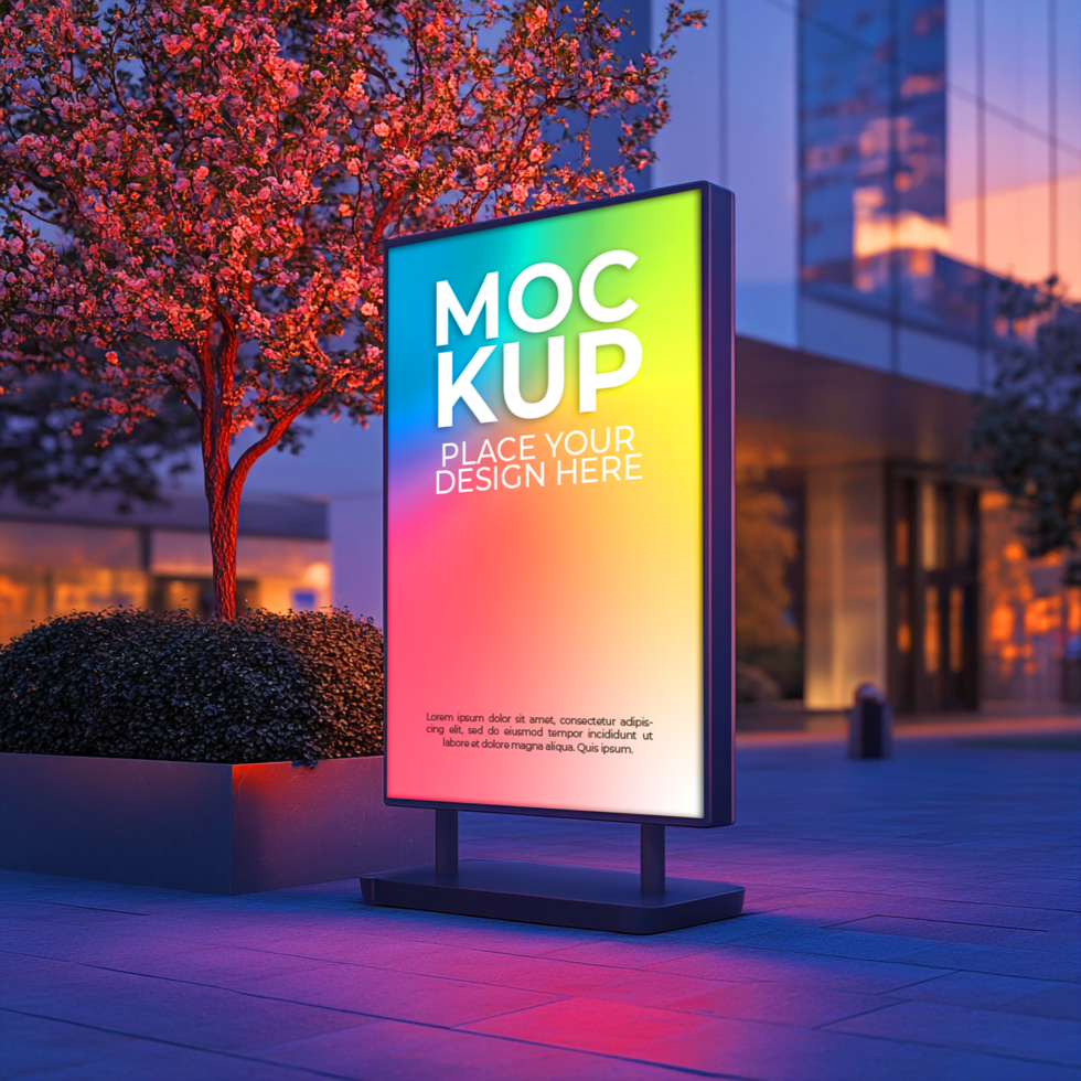 Mockup of a billboard on a street at night psd