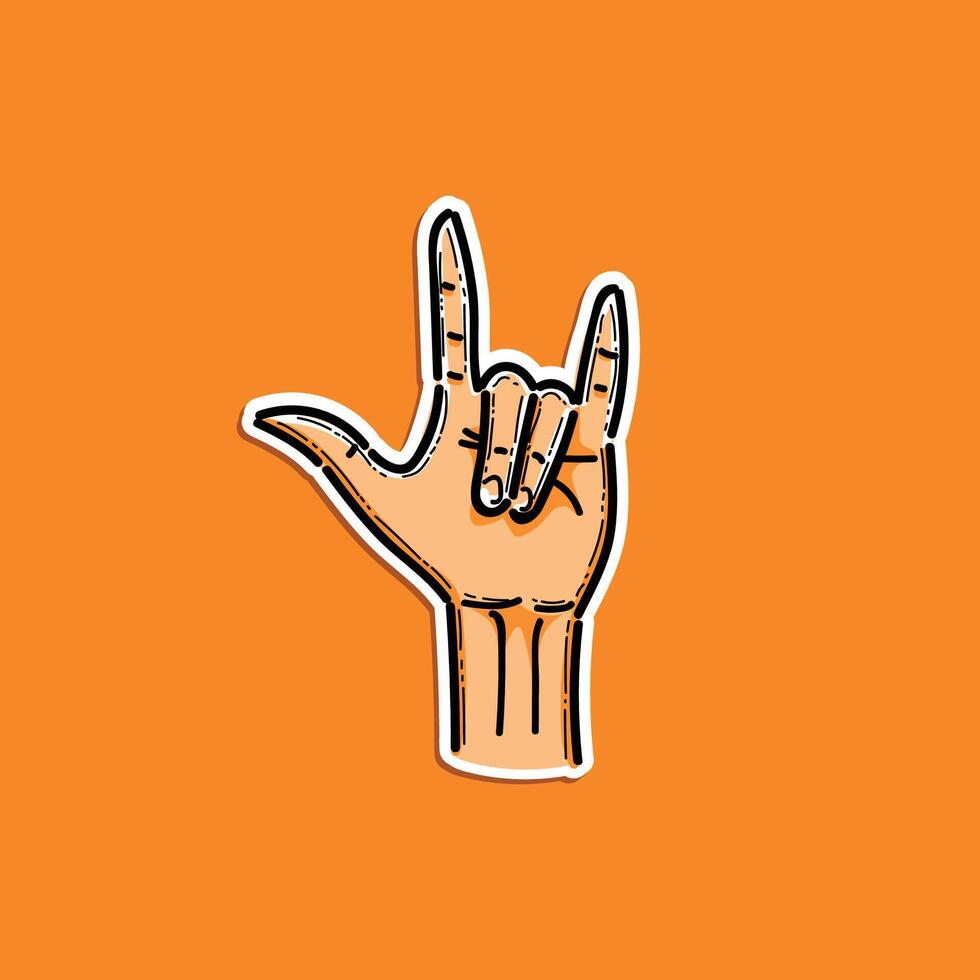 Love Hand Sign illustration design isolated in an orange background. ILY Diversity Raised Up Hand Gesture. Unity concept with I love you sign language. vector