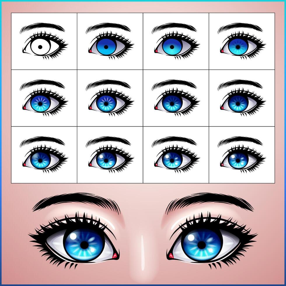 infographic step by step create anime eye vector