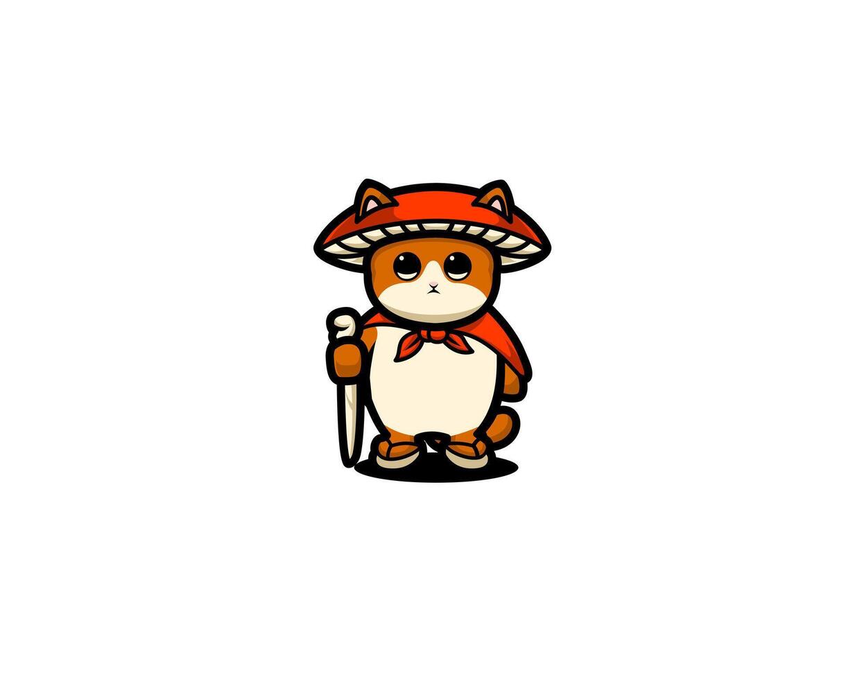 Cat mushroom appearance character illustration vector