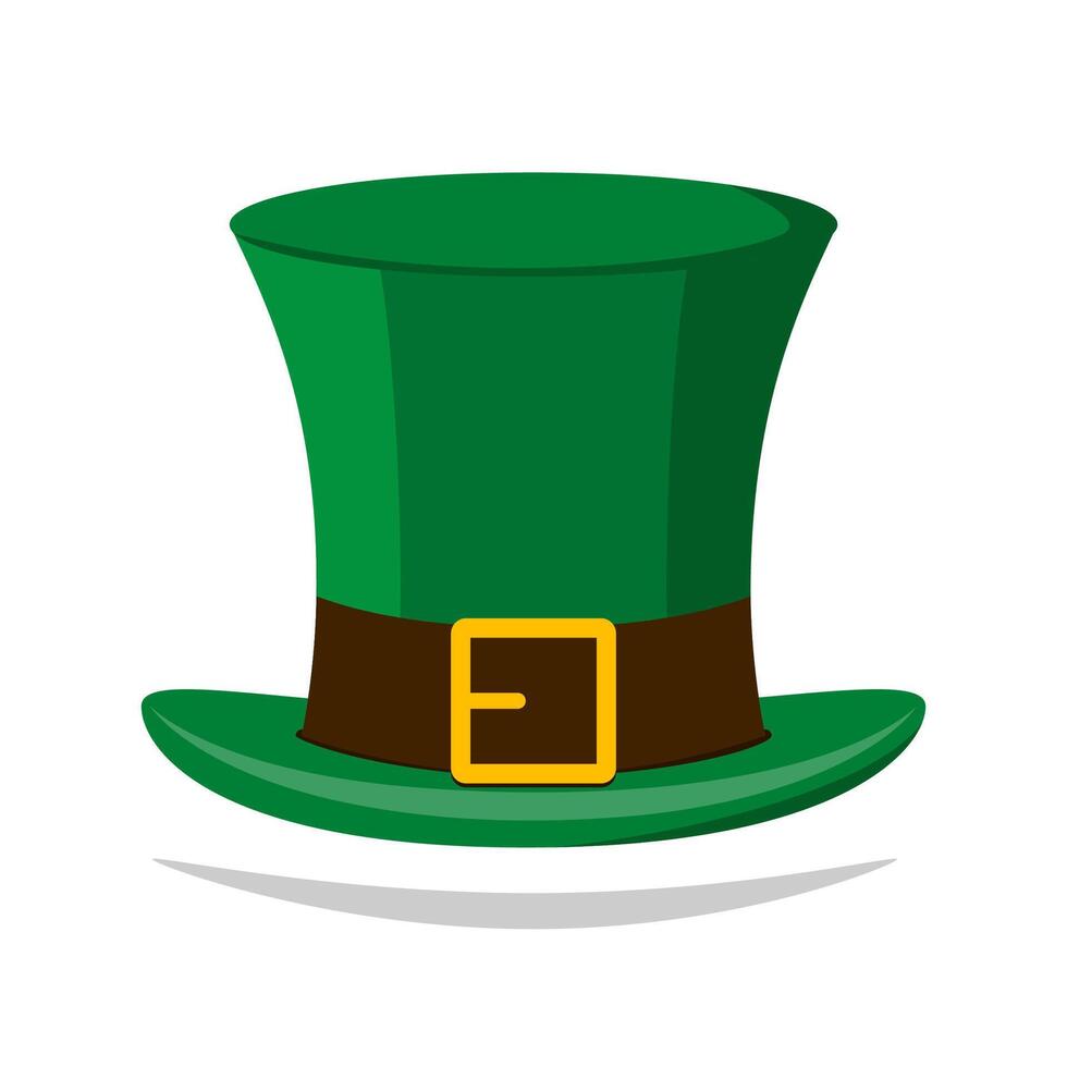 Green leprechaun hat with buckle on white background. vector