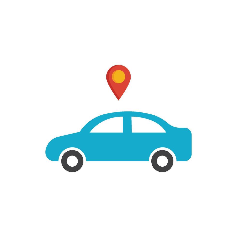 Location pin on blue car. vector