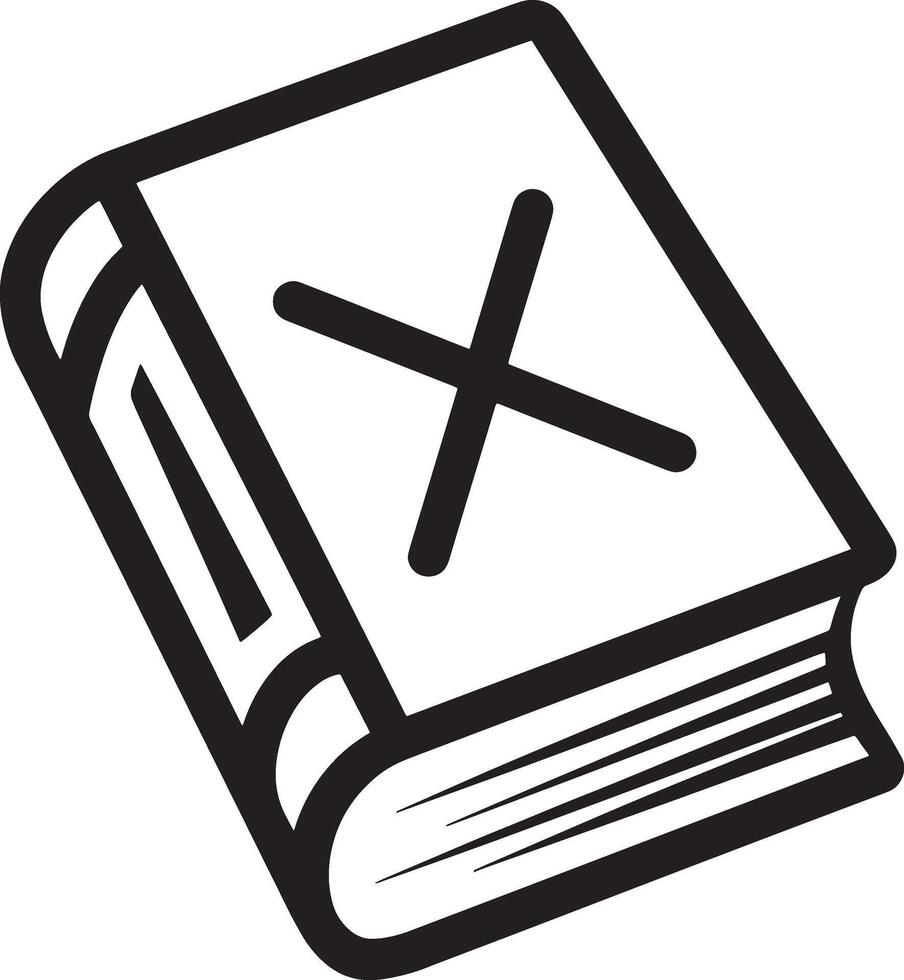 Create a Minimalistic Closed Book Art with an 'X' Symbol vector