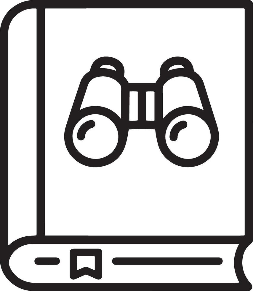 Minimalistic Art Icon of a Closed Book with Small Telescope Symbol vector